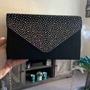 NWT Black Rhinestone Clutch